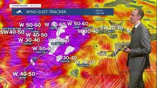 Strong winds with a cold front Friday evening/night