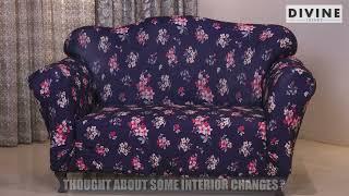 DivineTrendz Purple Flower Elastic Sofa Slipcovers