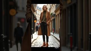 Top Trend Autumn Winter 2024 Street Fashion Navy Wool Coat, Grey Knit Sweater, Beige Chinos