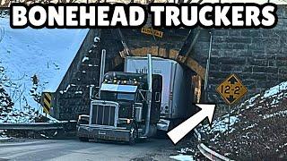 Truck Crashes Into Bridge and Snow Wipeouts | Bonehead Truckers of the Week