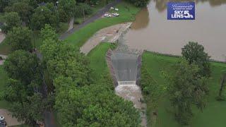 Drone video: ‘Dam failures' cause flash flooding in Nashville, Illinois