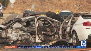 6 dead in Riverside County crash that ignited brush fire