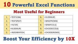 10 Powerful Excel Functions | Boost Efficiency by 10X | Learn Microsoft Excel 365 Functions