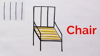 How to draw a chair with number 1111 | Very easy chair drawing | Easy trick chair drawing