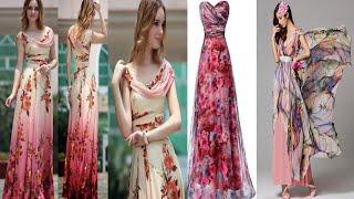 chiffon dress designs, long chiffon gown styles, chiffon floral prints#chiffon #fashion #floral