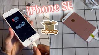 iphone se (2016) unboxing in 2024  rose gold + little camera test & aesthetic vlog