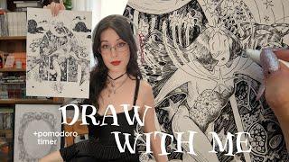 Draw with mereal-time drawing session -  Pomodoro timer+ inspiring music [The Commission PT.2]