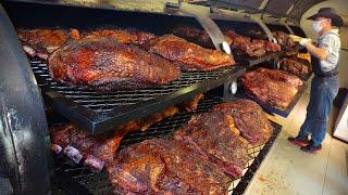 Perfect! Texas barbecue in the autumn forest  / Korean street food