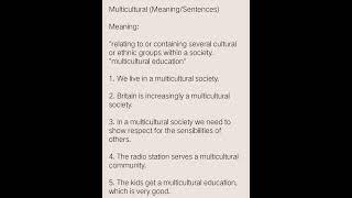 Multicultural (Meaning/Sentences)