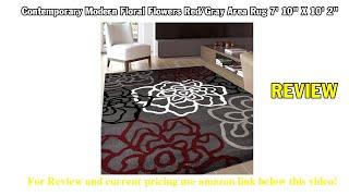 Review Contemporary Modern Floral Flowers Red/Gray Area Rug 2021