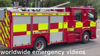 south wales fire & rescue 22 plate fire engines responding from Malpas fire station 7/6/22