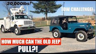 How Much Weight can a VINTAGE JEEP CJ5 Pull?! QUARANTINE CHALLENGE!!