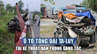 Ô tô tông dải ta luy, tài xế thoát nạn trong gang tấc