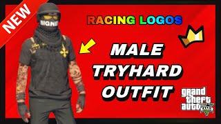 GTA 5 ONLINE MODDED MALE TRYHARD OUTFIT WITH RACING LOGOS TUTORIAL (1.58)