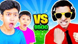 $500 1V1 Vs TRASH TALKING WEIRD FAN IN FORTNITE With MY LITTLE BROTHER! (TOXIC)