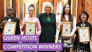 Queen Camilla Hosts Reception for Essay Competition Winners at Buckingham Palace