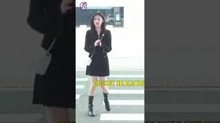 her surprised reaction at reporters waiting for her in the airport