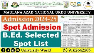 Manuu B.Ed. Spot Admission List 2024 @UniversityWorld