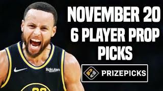 NBA PRIZEPICKS TODAY | 6 BEST PROP PICKS | WEDNESDAY | 11/20/2024 | BEST PROPS | NBA BETTING |