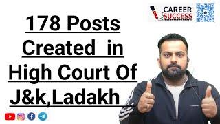 178 Posts created in High Court of J&k and Ladakh | Official order @CareerSuccessJammu