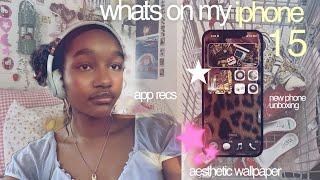 WHAT'S ON MY iPHONE 15! 𐙚ྀི| unboxing, costumization,wallpaper, how i make thumbnails & edit videos