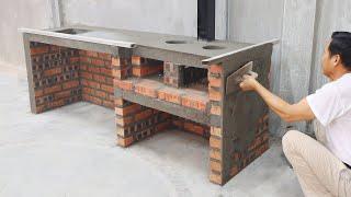 Building a wood stove from red bricks is amazing