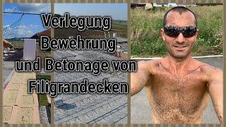 Verlegung, Bewehreung und Betonage von Filigrandecken, Randabstellung,