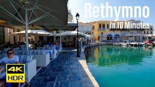 Rethymno, Greece In 10 Minutes 4K-HDR Walking Tour - 2021 - Tourister Tours