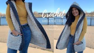 Crochet Vest Tutorial | Crochet Sweater Vest With Hood / Crochet Vest With Buttons