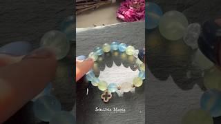 Handmade Genuine Gemstone Bracelet | Prehnite & Aquamarine