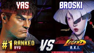 SF6 ▰ YAS (#1 Ranked Ryu) vs BROSKI (A.K.I.) ▰ High Level Gameplay