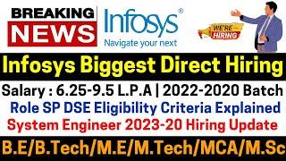 Infosys Off Campus Drive 2022-2020 Batch SP & DSE Role | System Engineer 2023-20 Batch Hiring Update