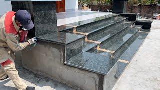 How to Install Granite Stone // Building & Complete Porch Step, Beautiful Construction Design