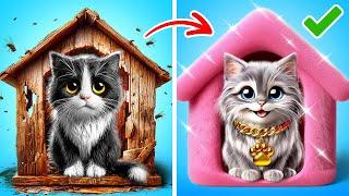 Crazy Kitten Rescue  *Pawsome Hacks and Gadgets, Funny Cats Stories*