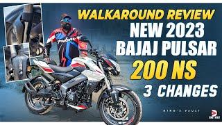 New 2023 Bajaj Pulsar 200NS 3 New Changes | Walkaround Review Exhaust Sound | Dino's Vault