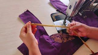 Beautiful patchwork blouse back neck design | Cutting and stitching back neck design
