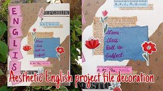 Easy English project file decoration idea || Aesthetic English project file, notebook decoration.