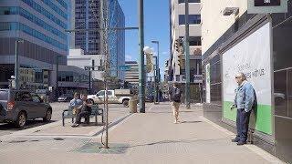 Walking in Edmonton Alberta Canada. City Life. Downtown Area Tour.