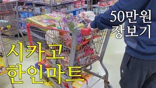 vlog  미국 한인마트 싹쓸이 / 미국물가 /50만원으로 장보기 / 시카고 h마트 / 중부시장