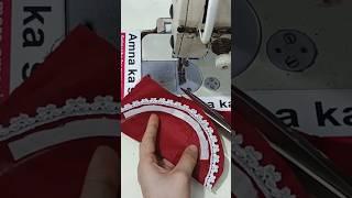 Very Easy Lace Neck Design Using Sewing Tips #shorts #shortsfeed #sewing #sewinghacks