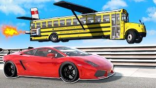 I Brought a FLYING BUS to a Drag Race! - BeamNG Multiplayer Mod Gameplay