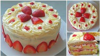 Strawberry Cake Recipe | Strawberry Vanilla Cake | Soft & Spongy Strawberry Cake | Yummy Cake Recipe