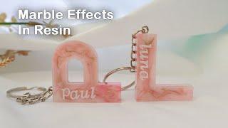 Stunning Marble Effect In Resin Letter Keychains | Super Easy Resin art for beginners