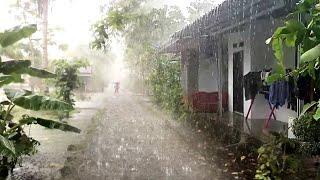 Heavy Rain and Lightning Disrupt Village Comfort | Terrible Storm And Strong Thunder Sound Village