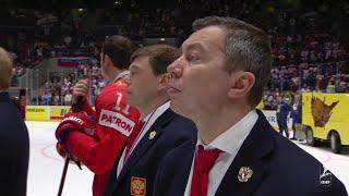 Russia sings their national anthem after winning bronze