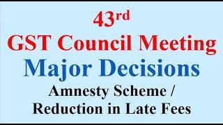 Late Fee Reduction - Amnesty Scheme - GST Council - Major Decisions of 43rd Meeting