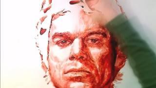 Paint portrait with just red ink Drawing - FREE Art Tutorials (link in desc)