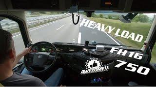 VOLVO FH 16 750 pulling heavy load driving / DETAILS / SOUND / hillclimb 16.2litre inline6   3550NM