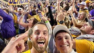 LSU football game winning play vs Alabama, and epic on field storming