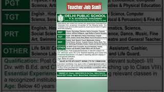 Delhi Ncr Private School Teacher Vacancy 2025 | New Delhi Teacher Recruitment 2025 DPS # shorts